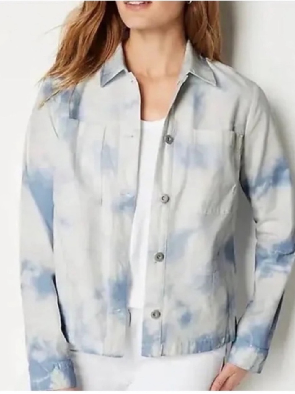 J. Jill Blue Tie Dye Canvas Classic  Jacket, Size M, NWT